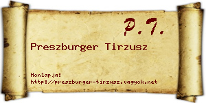 Preszburger Tirzusz névjegykártya
